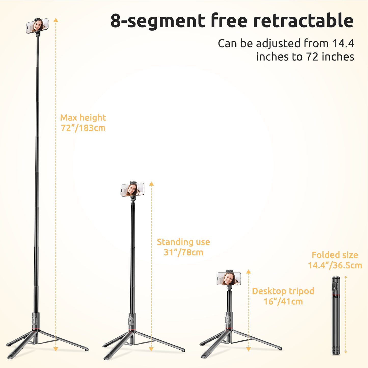 Tripod & Portable Selfie Stick with Remote, C10